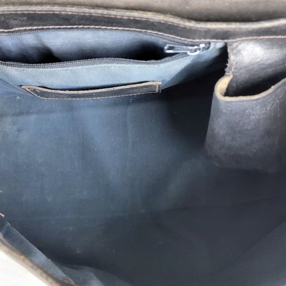 Vintage Dooney & Bourke Black Leather Satchel Bag with Key and Lock Italy - Picture 10 of 16